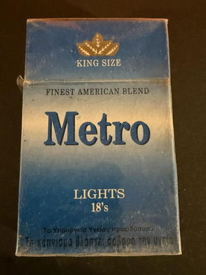 Metro Lights pack of 18 King Size, new, sealed with DRX 380 tax stamp