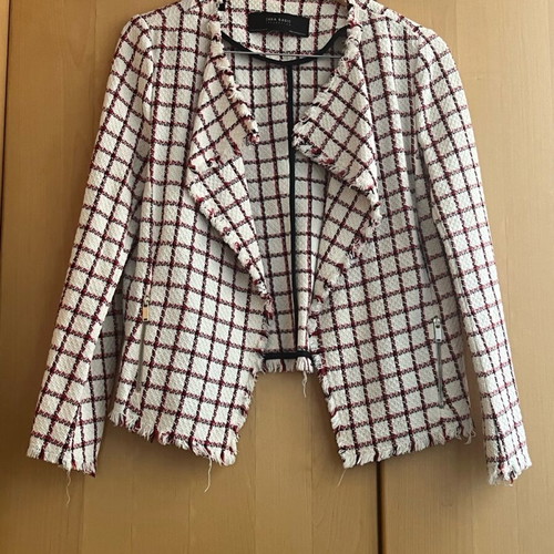 Zara jacket white with blue and red stripes like new, summer, metal zippers