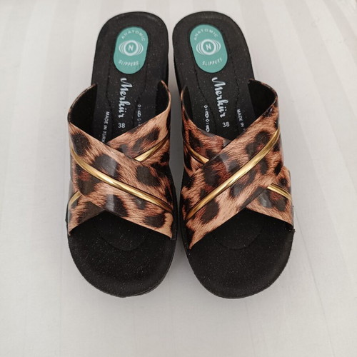 Women's orthopedic platform sandals new, animal print, size 38