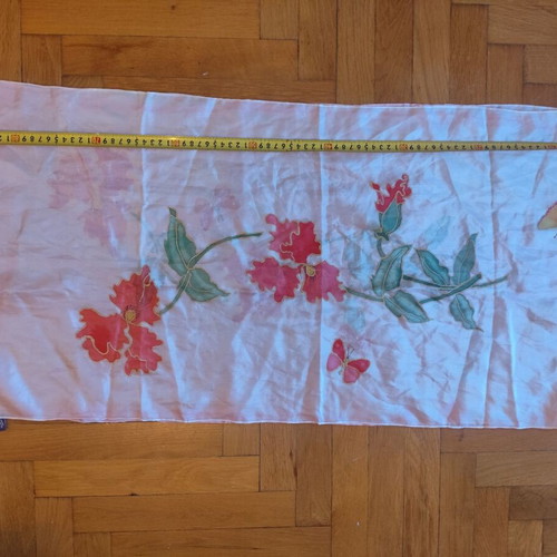 Ideen silk scarf 170x45 pink multicolor like new