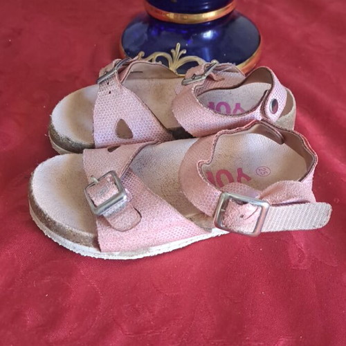 Girls' sandals used, size 25, beige pink