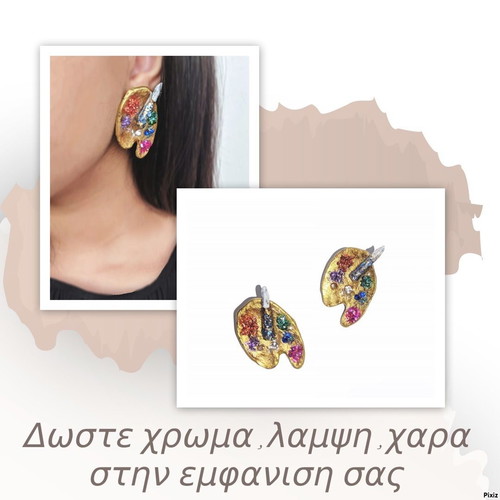 Palette handmade earrings new, polymer clay resin crystals