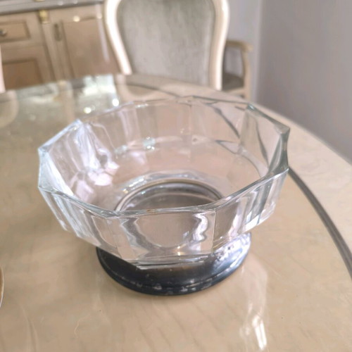 Crystal salad bowl silver-plated new