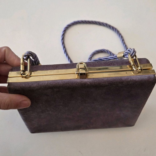 Vintage Purple Suede Evening Clutch with Rope Strap used