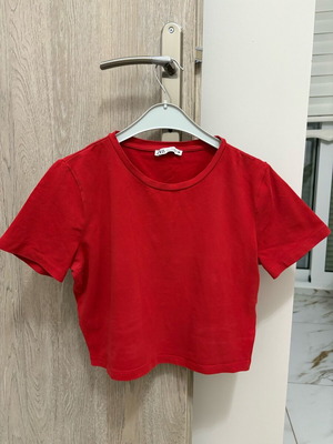 Zara slim fit red blouse like new, S-M with elasticity