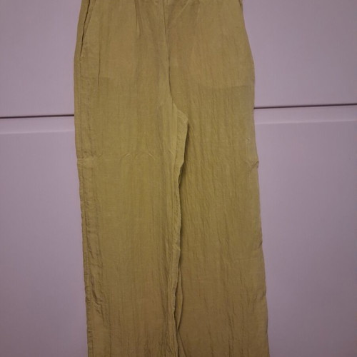 Zara summer pants with pockets and elastic waist like new, yellow, size S
