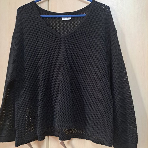 Black perforated women's sweater new, size M