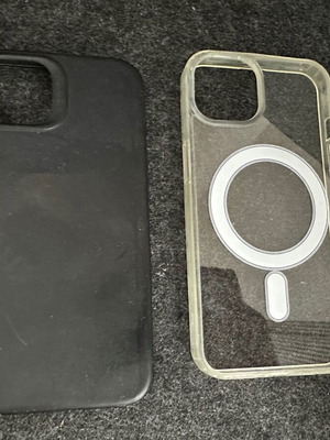 iPhone 13 cases used, ESR black and OEM transparent with MagSafe