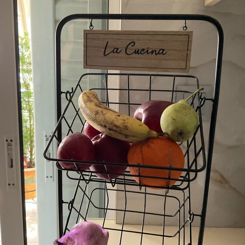 Double metal fruit and vegetable basket, like new, modern minimal