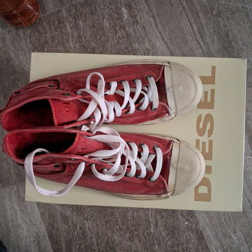 Diesel canvas boots used, red, size 41