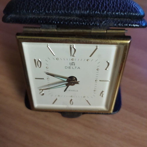 Travel clock used from the 70s analog tabletop
