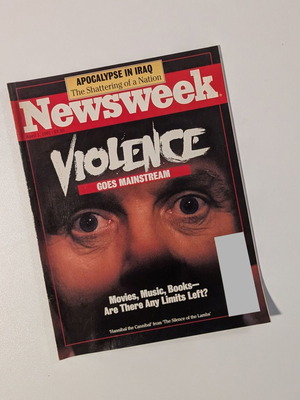 Περιοδικό Newsweek 1 Απριλίου 1991, εξώφυλλο Violence Goes Mainstream
