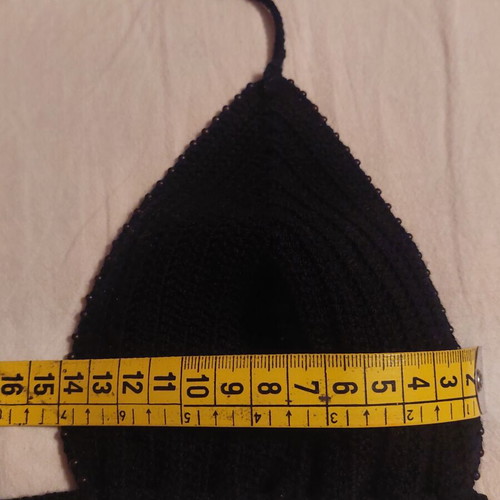 Actius hand-knitted black bikini top with beads