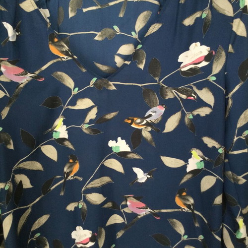 Zara Basic blouse blue with birds new, size Medium