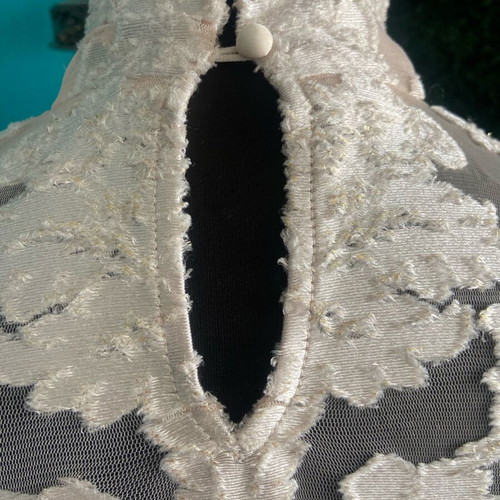 Devore velvet brocade blouse beige like new size M