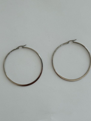 Steel hoop earrings silver color, new, 6cm diameter