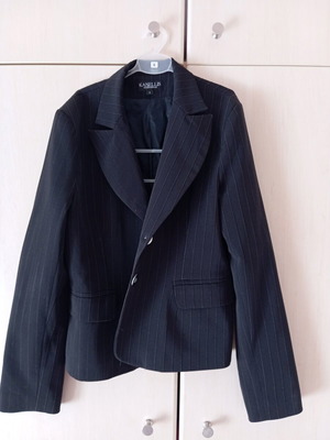 Women's black jacket like new with thin white stripe, size M
