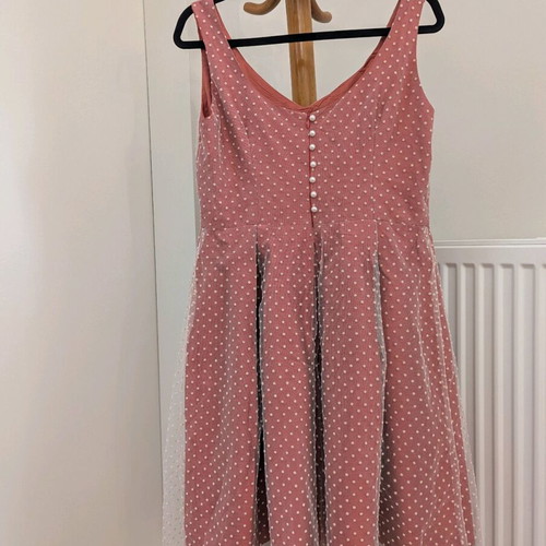 LazyD handmade dress like new, silk and tulle with belt, size L