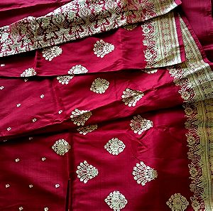 Silk saree with gold embroidery