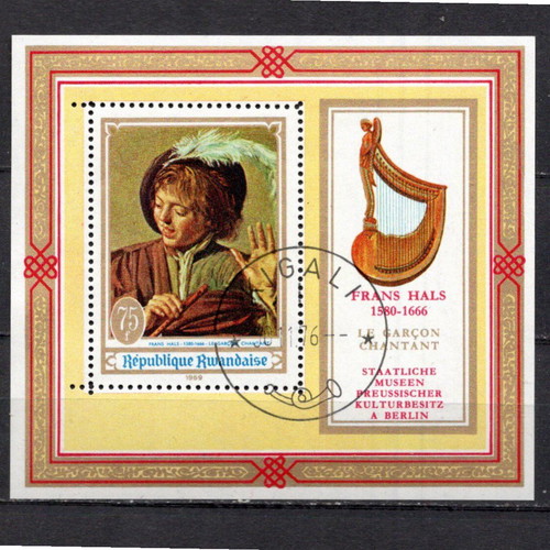 Rwanda 1969 stamp used, music and paintings 15th-20th centuries