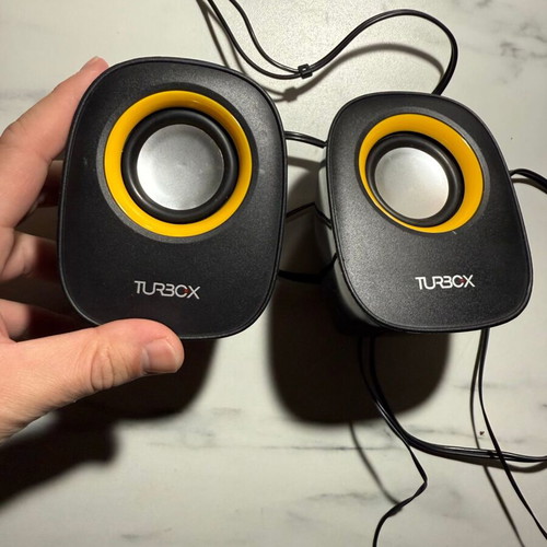 TurboCX computer speakers with USB and 3.5mm jack, black/yellow, new