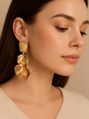Earrings new, gold tone, gift packaging