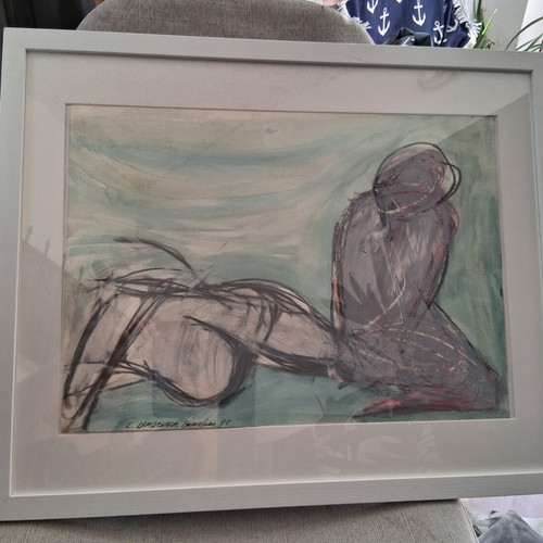Painting "Gymna" framed 40×50cm, signed