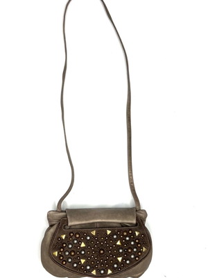 Loewe grey leather crossbody bag used with two-way flap and clutch option