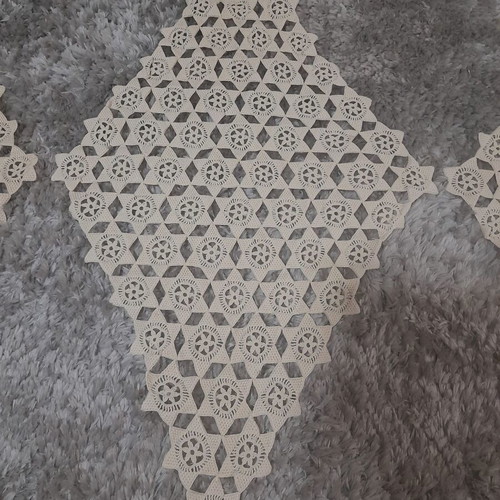 Handmade set of 3 placemats like new, ecru-beige