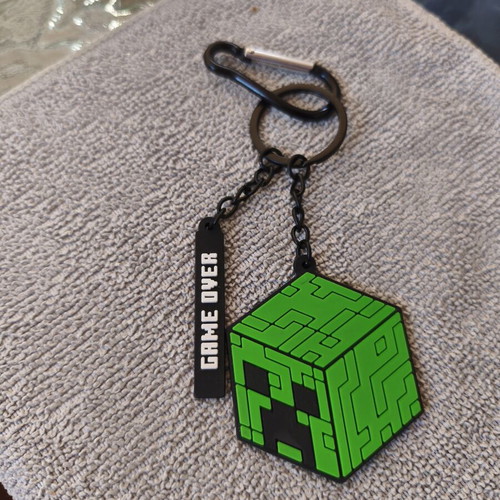 Minecraft keychain new, black and green
