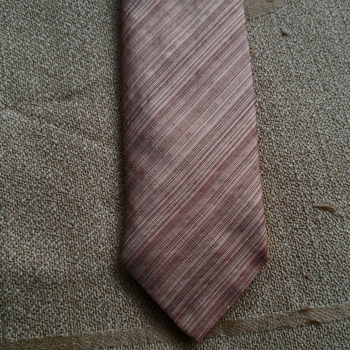 The Bostonians silk tie like new, striped apricot color