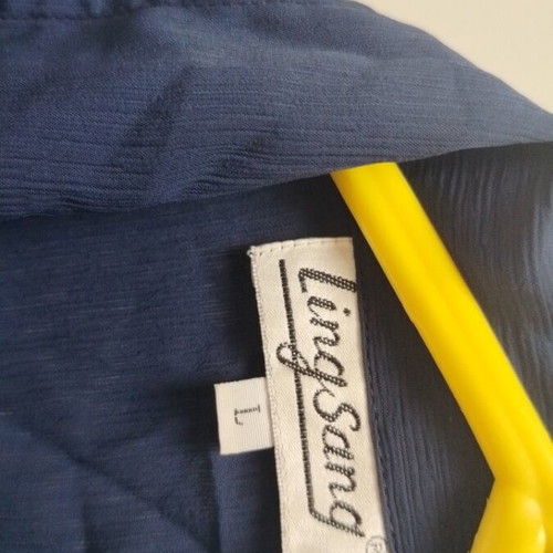 Women's dark blue short-sleeve semi-transparent shirt like new