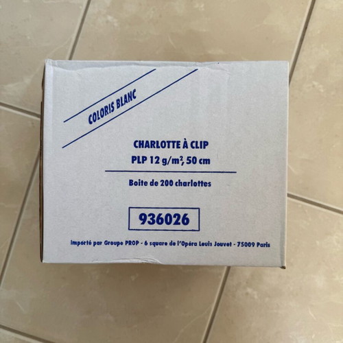 Disposable white caps, box of 200 pieces