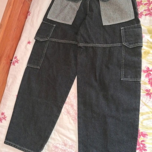 Bershka Cargo Patchwork Jeans like new, black and grey, size 32