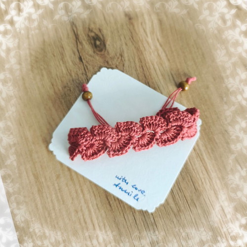 Handmade knitted bracelet made to order in rotten apple color