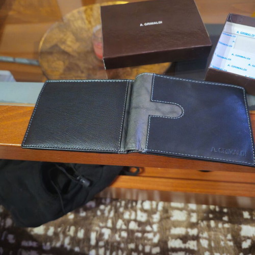 A.GRIMALDI men's leather wallet new black