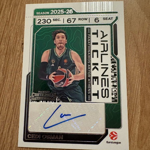2025-26 Contenders EuroLeague Cedi Osman Panathinaikos Airlines Ticket card new