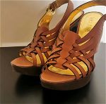 Ralph Lauren Shaina leather heel sandals, 38,πεδιλα, γνήσιο δέρμα, ταμπά