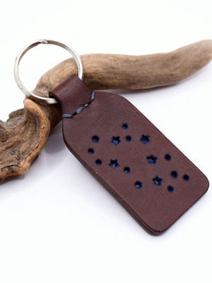 Southern Cross constellation leather keychain made to order
