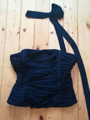 Zara corset bustier with rose choker scarf, black, size M