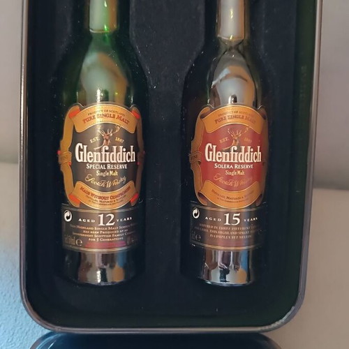 Glenfiddich miniature set used, 12 and 15 years old