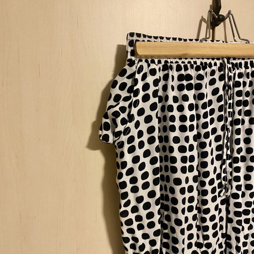 Celestino polka dot viscose palazzo pants new, black and white