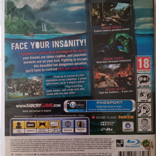 Far Cry 3 PS3 game used with manual