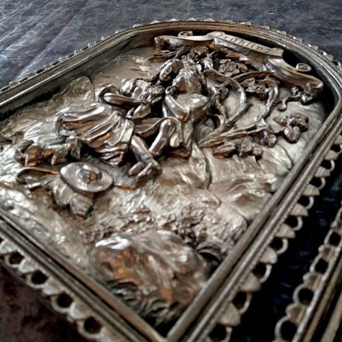 Set of three Zinn relief tin paintings Handarbeit