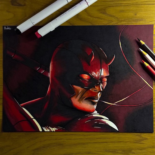 Daredevil original handmade painting A4