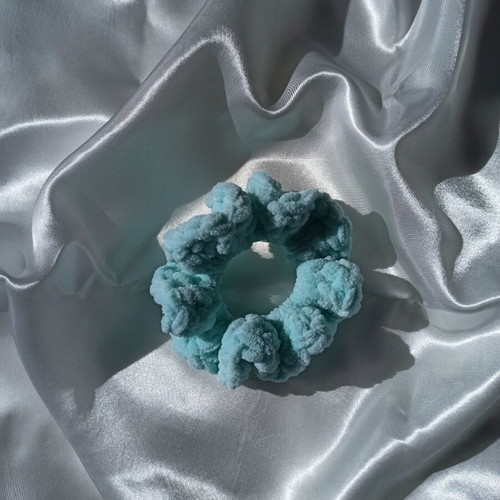 Handmade fluffy scrunchie pastel mint new