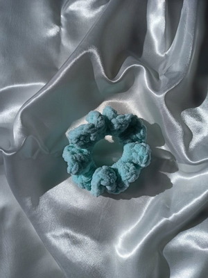 Handmade fluffy scrunchie pastel mint new