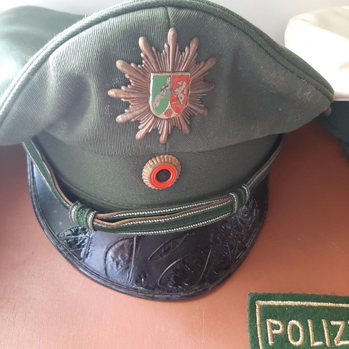 German police hats used, 1970s set with Polizei badge