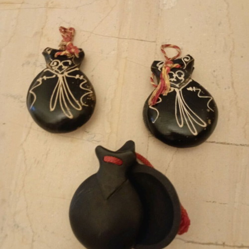 Wooden castanets used, set of 3 pieces