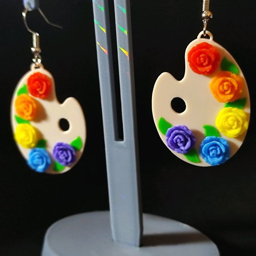 Spring Pallet dangling earrings new, multicolored